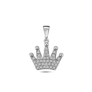 10K Gold CZ Designer Crown Pendant
