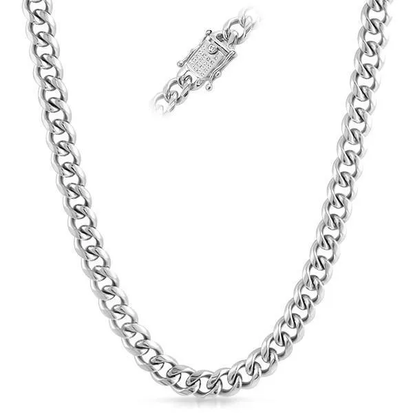 10mm Iced Clasp Stainless Steel Cuban Chain