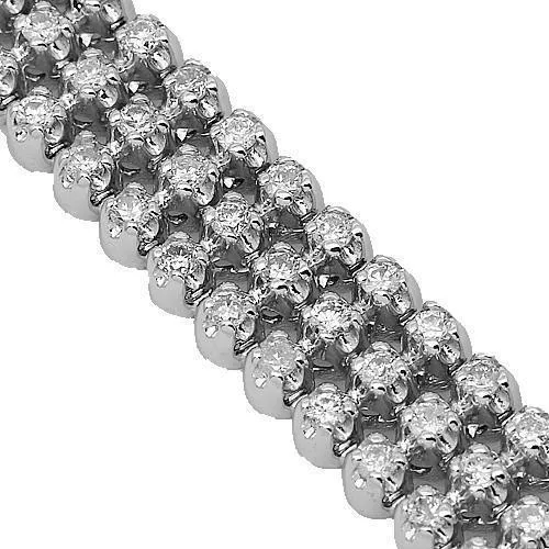 14K Solid White Gold Mens Diamond Bracelet 5.50 Ctw