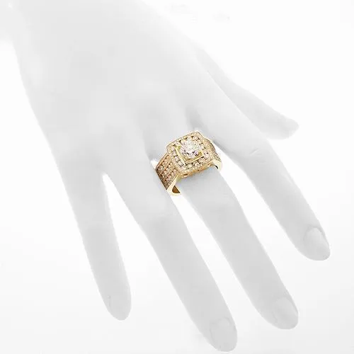 14K Solid Yellow Gold Mens Custom Diamond Ring 8.20 Ctw