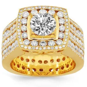 14K Solid Yellow Gold Mens Custom Diamond Ring 8.20 Ctw