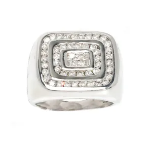 14K Square White Gold Mens Diamond Pinky Ring 1.25 Ctw