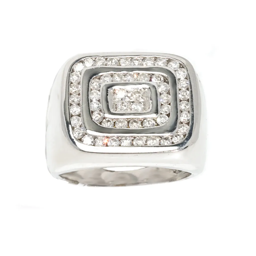 14K Square White Gold Mens Diamond Pinky Ring 1.25 Ctw