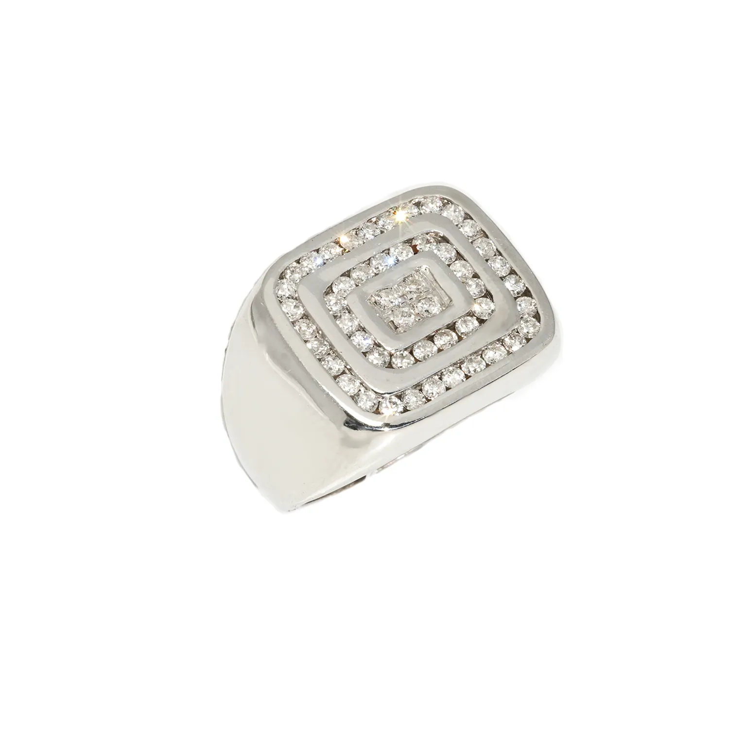 14K Square White Gold Mens Diamond Pinky Ring 1.25 Ctw