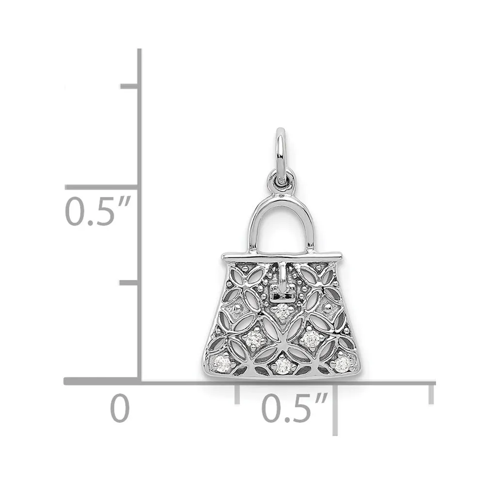 14k White Gold Diamond Handbag Charm