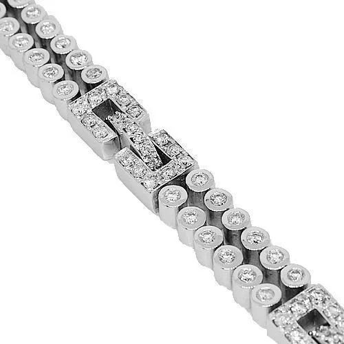 14K White Solid Gold Mens Diamond Bracelet 8.50 Ctw