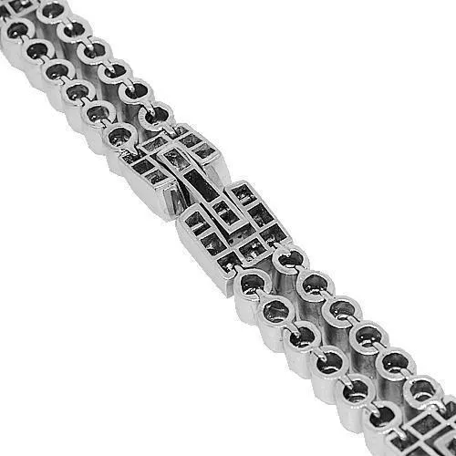 14K White Solid Gold Mens Diamond Bracelet 8.50 Ctw