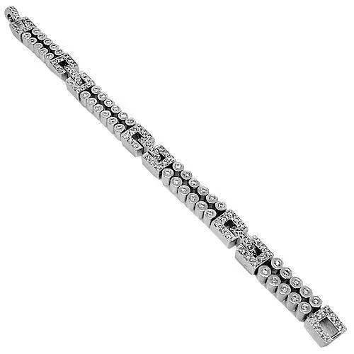 14K White Solid Gold Mens Diamond Bracelet 8.50 Ctw
