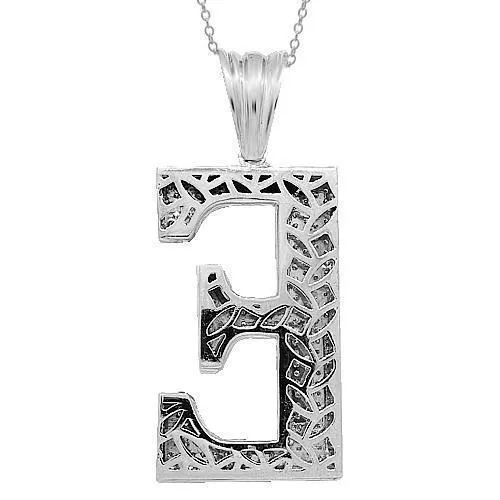 14K White Solid Gold Mens Diamond Initial Letter E Pendant 15.50 Ctw
