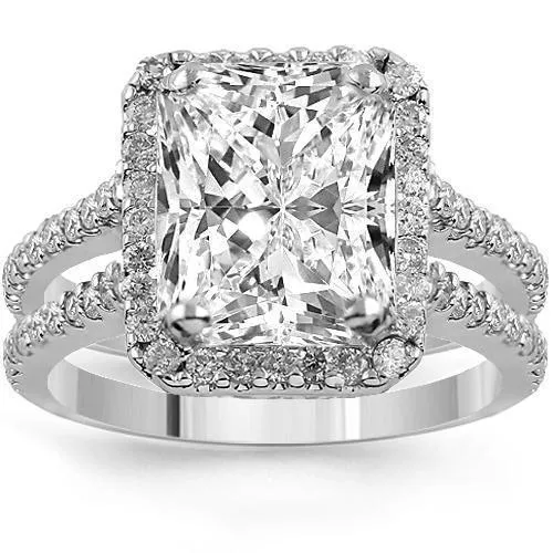 14K White Solid Gold Womens Diamond Split Shank Cushion Cut Engagement Ring 5.90 Ctw
