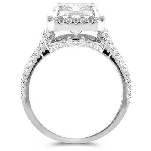 14K White Solid Gold Womens Diamond Split Shank Cushion Cut Engagement Ring 5.90 Ctw