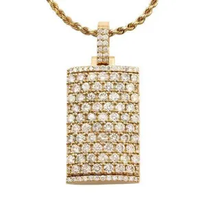 14k Yellow Gold Diamond Dog Tag Pendant 8.50 Ctw
