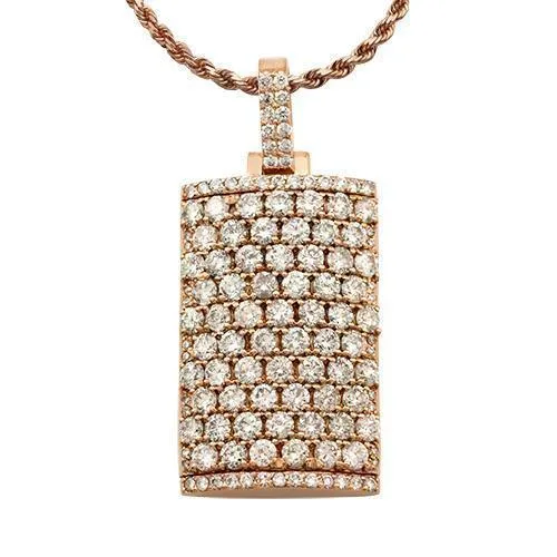 14k Yellow Gold Diamond Dog Tag Pendant 8.50 Ctw