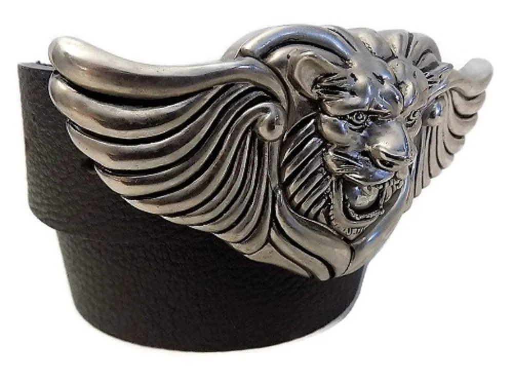 1.5" LION WING Belt Buckle in .925 Sterling Silver