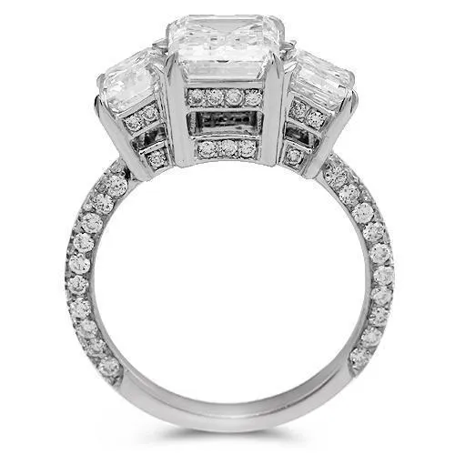 18K Solid White Gold Diamond Custom Engagement Ring 3.95 Ctw