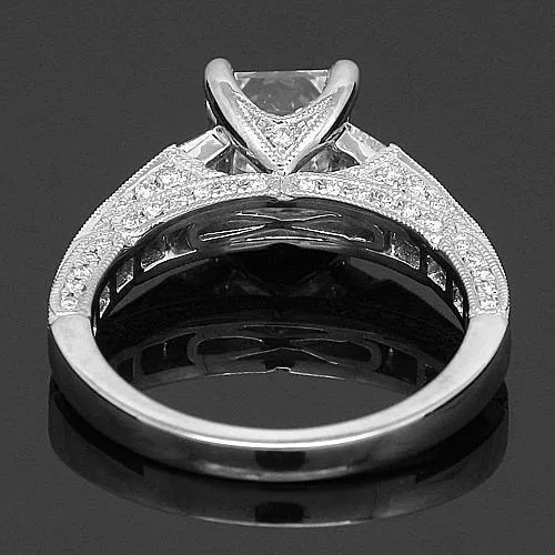 18K Solid White Gold GIA Certified Diamond Engagement Ring 3.76 Ctw