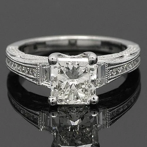 18K Solid White Gold GIA Certified Diamond Engagement Ring 3.76 Ctw