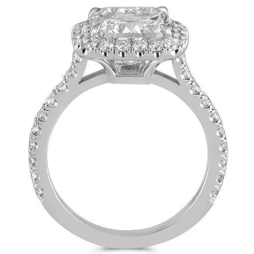 18K White Solid Gold Diamond Engagement Ring 3.82 Ctw