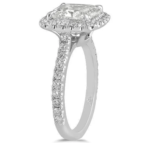 18K White Solid Gold Diamond Engagement Ring 3.82 Ctw
