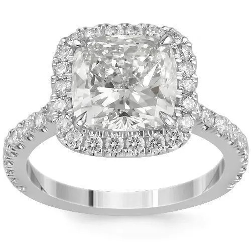 18K White Solid Gold Diamond Engagement Ring 3.82 Ctw
