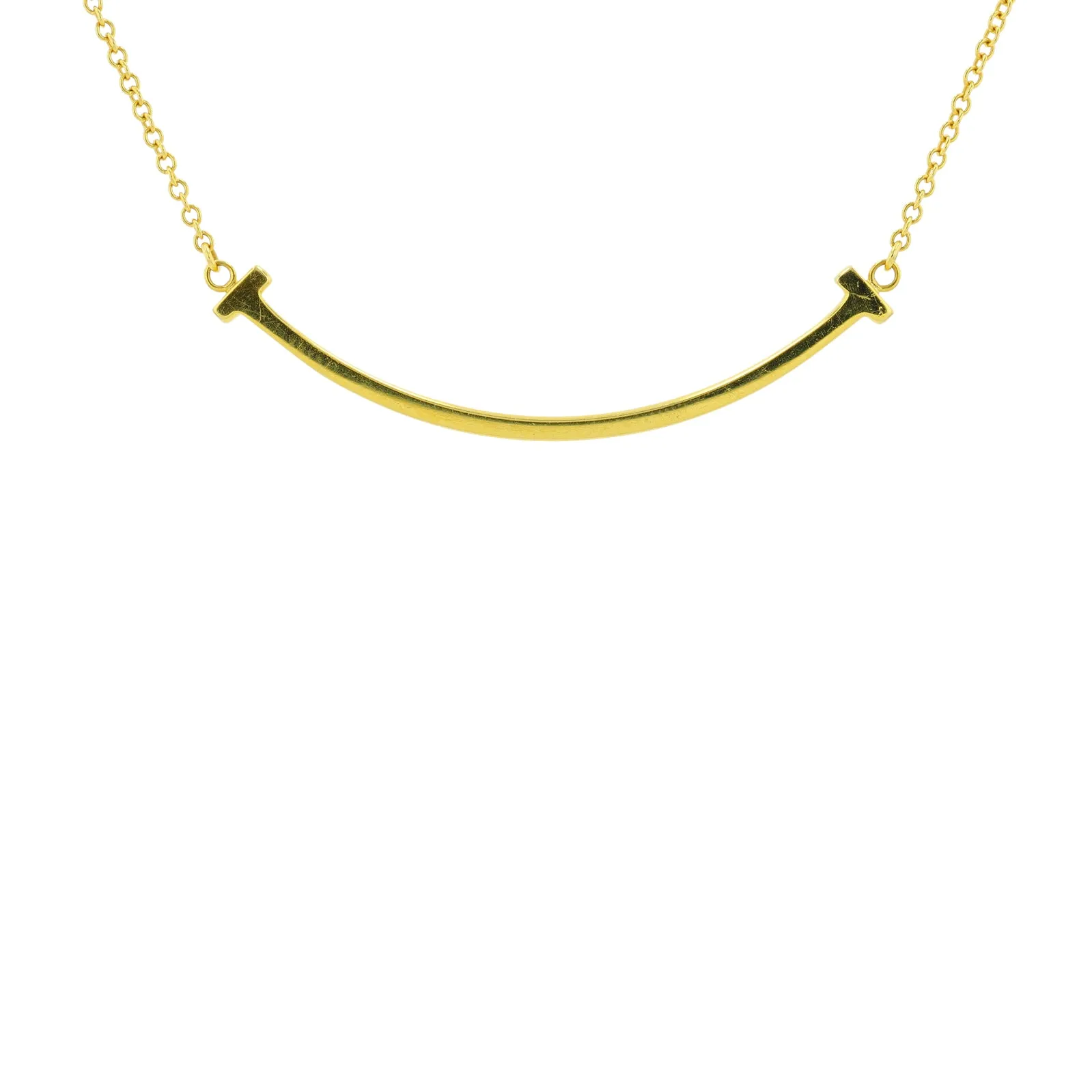 18K YG Tiffany & Co T Smile Necklace