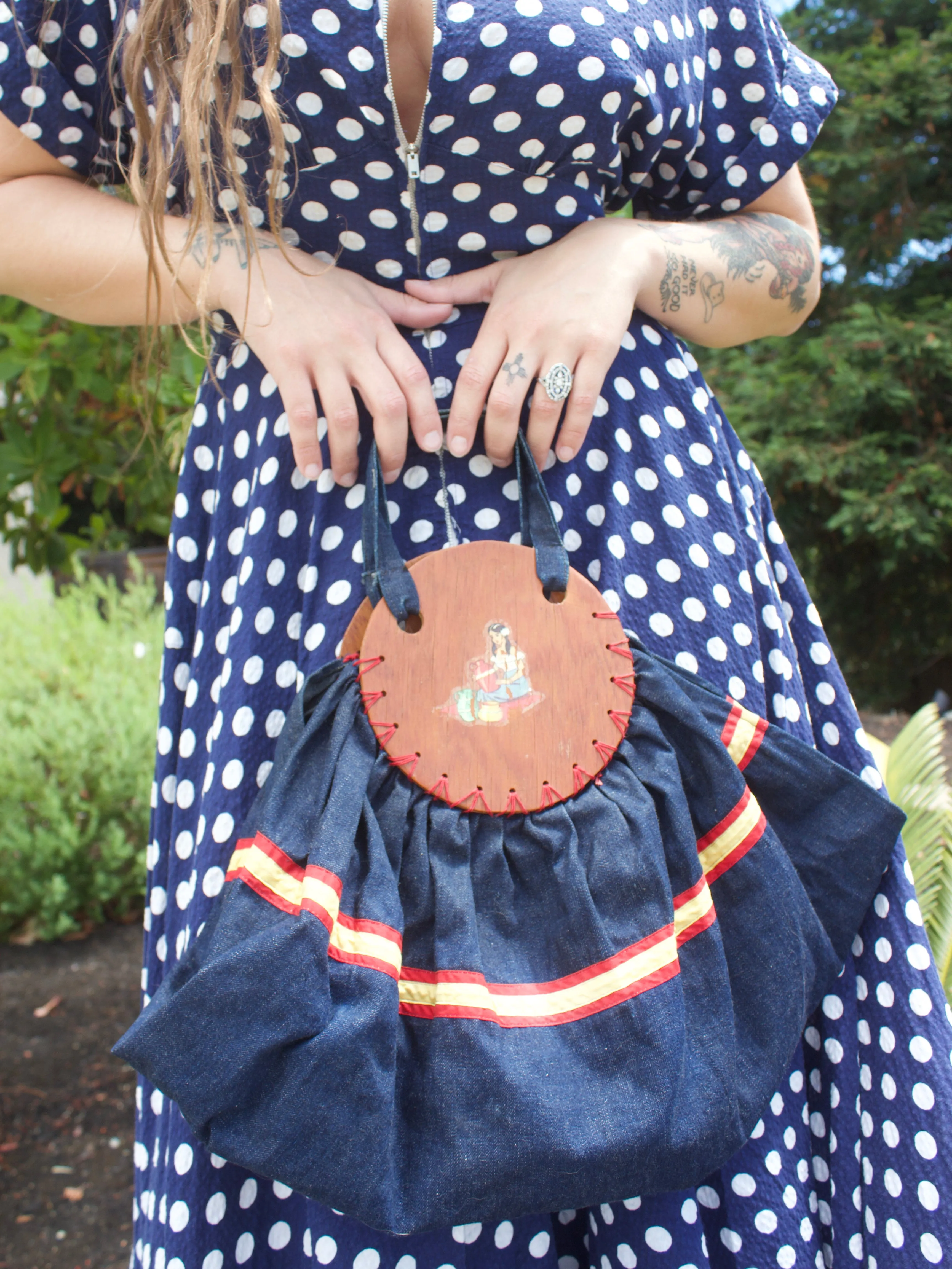 1940s Mexicana Denim Summer Handbag