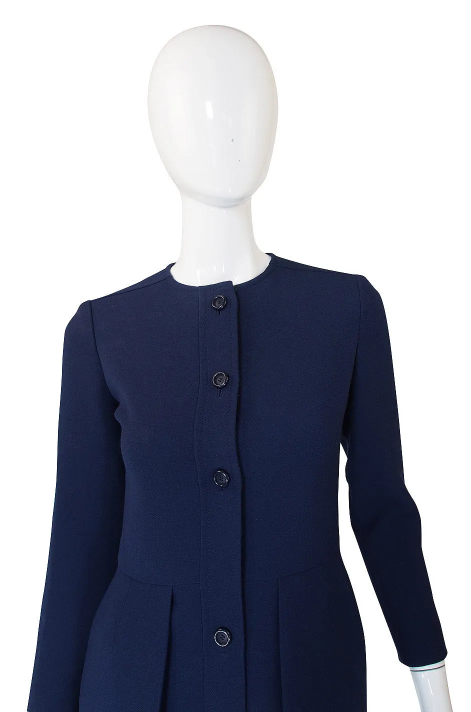 1960s Christian Dior Blue Front Button Dress