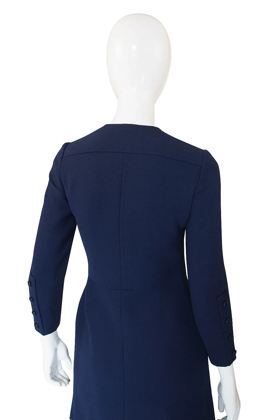 1960s Christian Dior Blue Front Button Dress