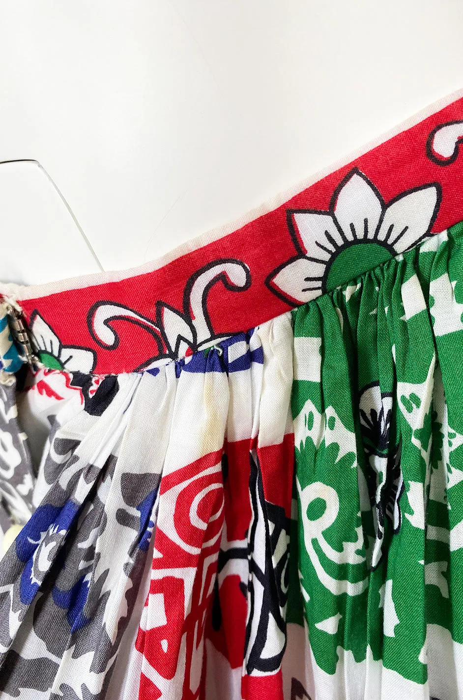 1970s Donald Brooks Printed Bandana Feel Skirt & Cropped Tie Top