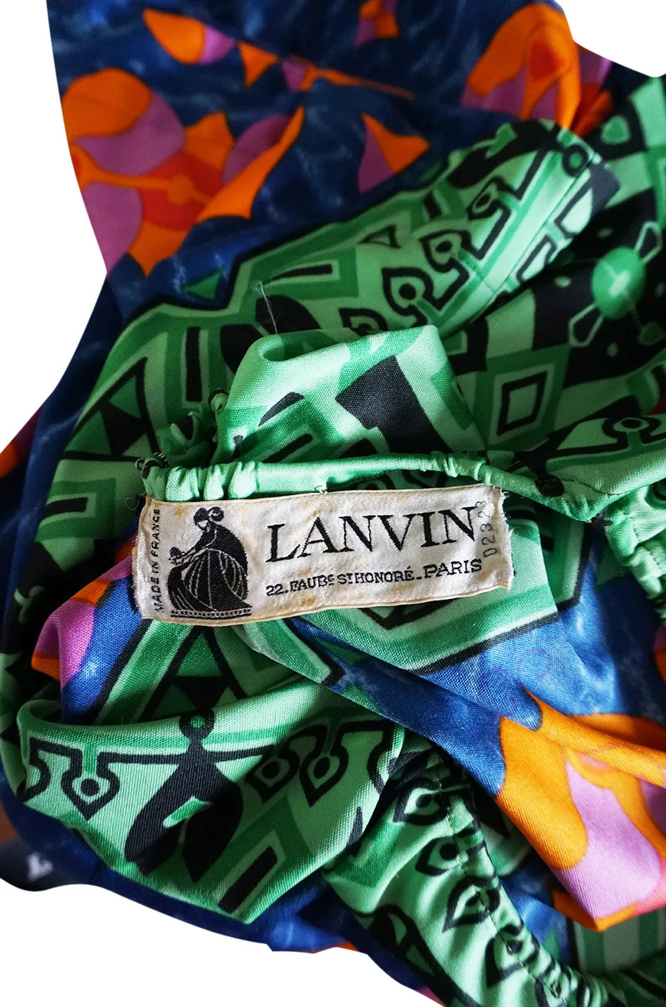 1970s Fabulous Printed Lanvin Numbered Caftan Dress
