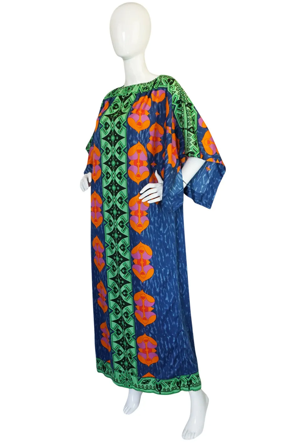 1970s Fabulous Printed Lanvin Numbered Caftan Dress