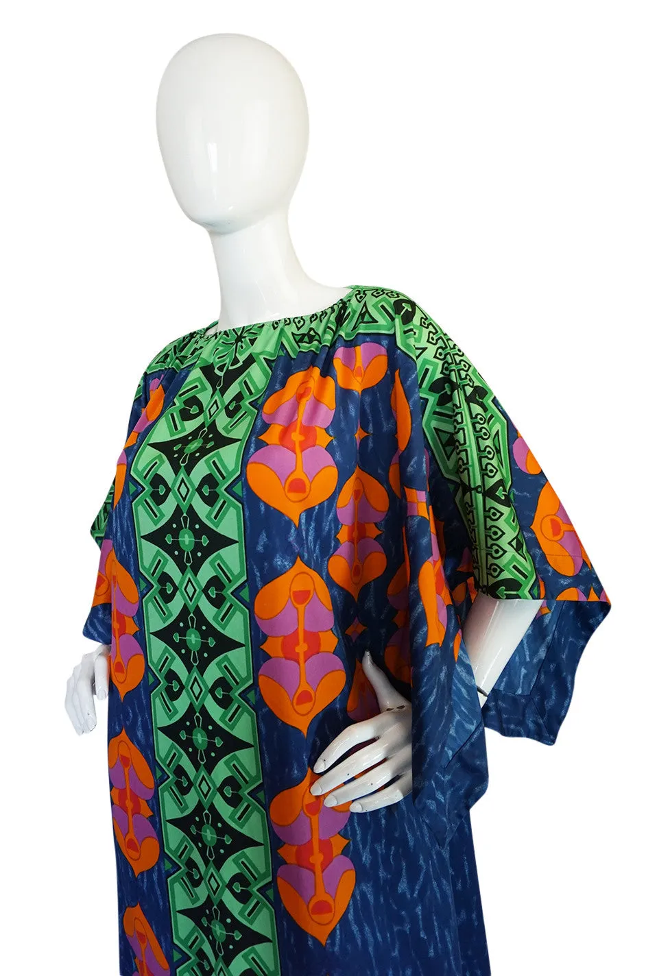 1970s Fabulous Printed Lanvin Numbered Caftan Dress