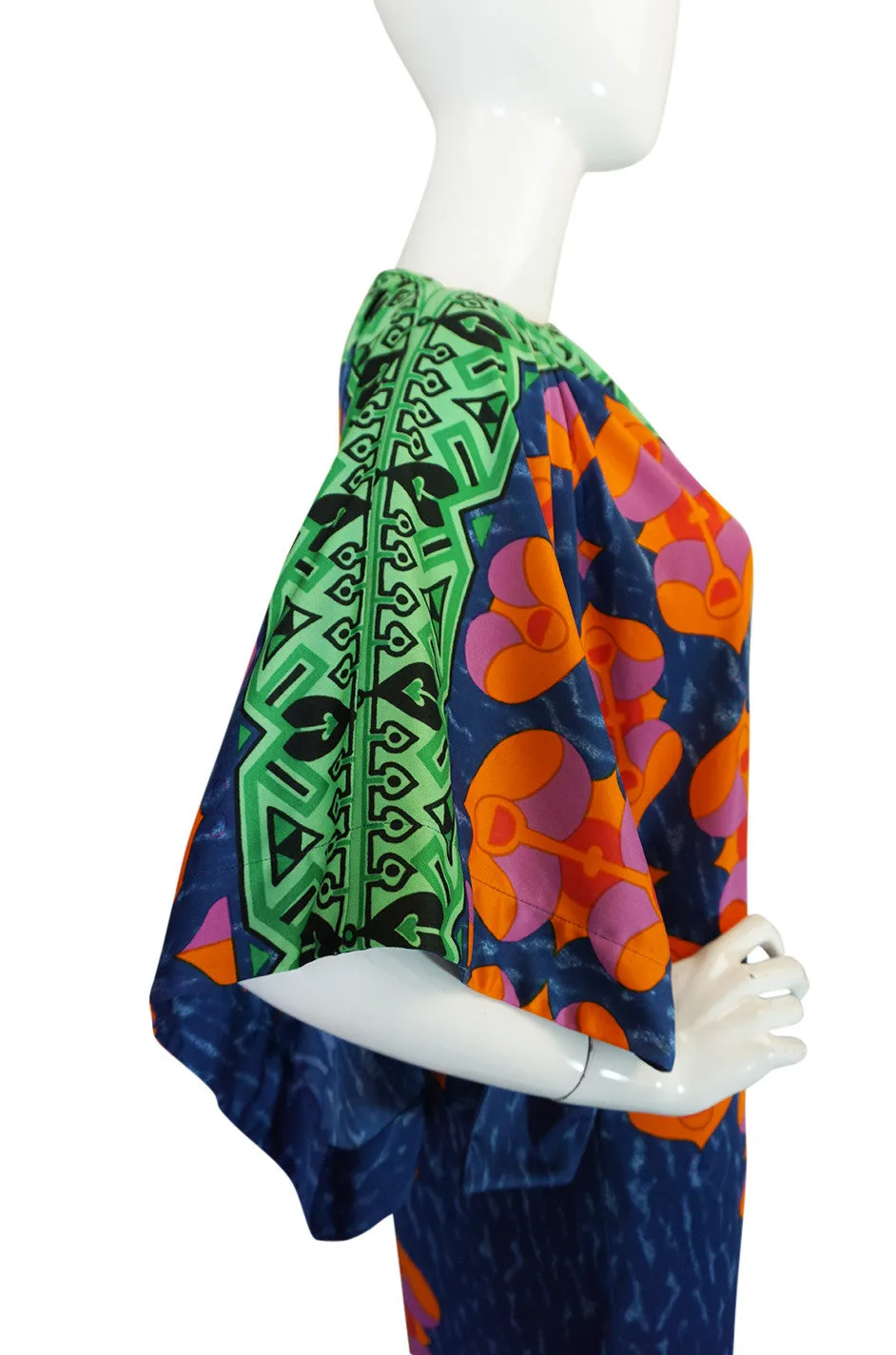 1970s Fabulous Printed Lanvin Numbered Caftan Dress