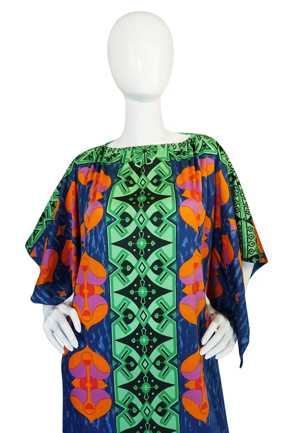 1970s Fabulous Printed Lanvin Numbered Caftan Dress