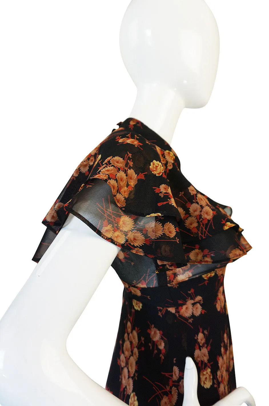 1970s Ossie Clark for Radley Chiffon Dress