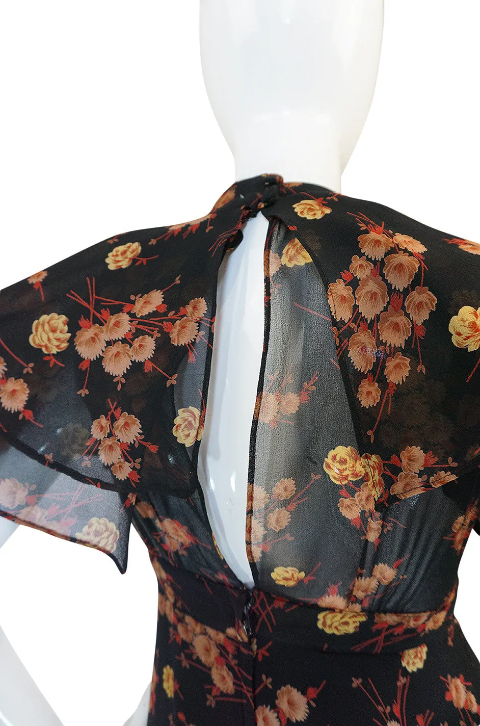 1970s Ossie Clark for Radley Chiffon Dress