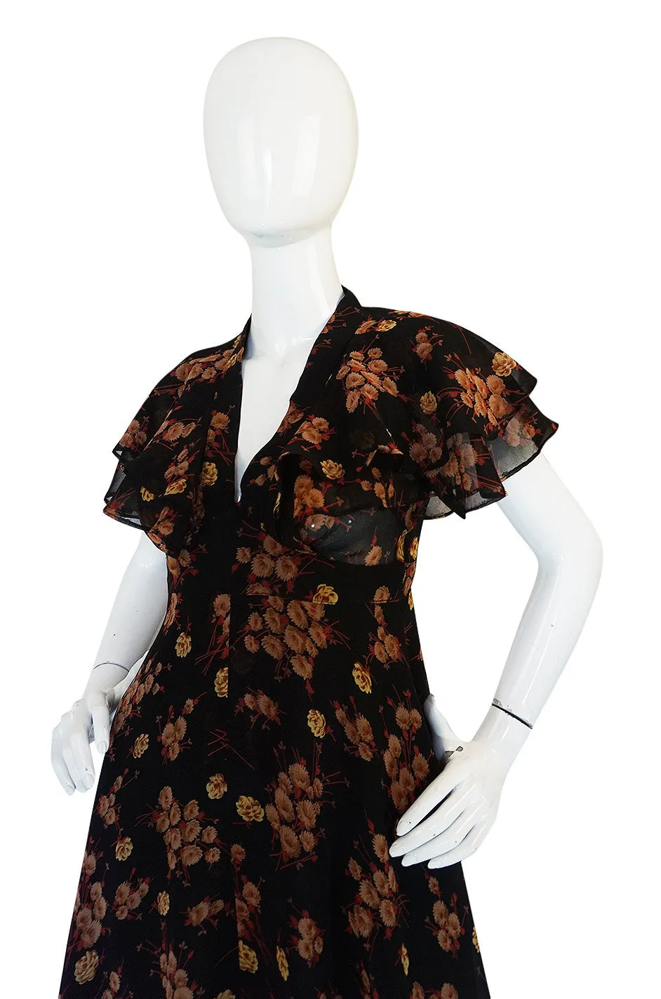 1970s Ossie Clark for Radley Chiffon Dress