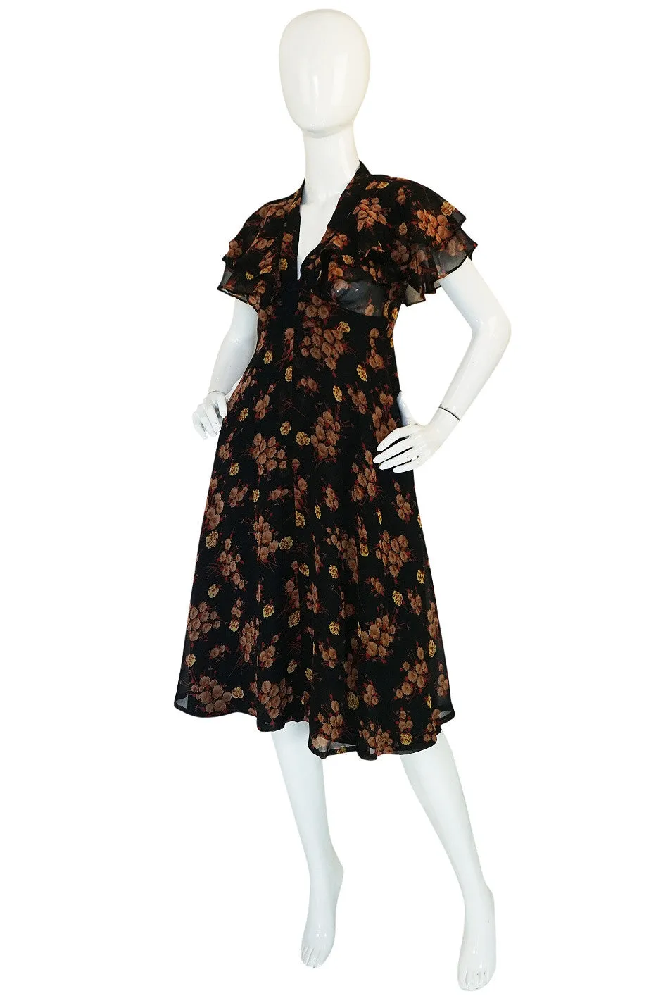 1970s Ossie Clark for Radley Chiffon Dress