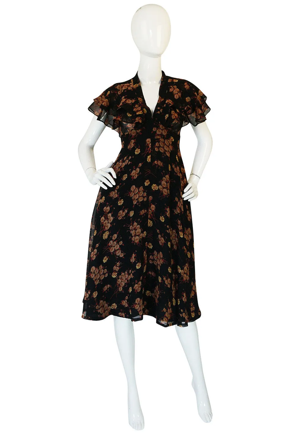 1970s Ossie Clark for Radley Chiffon Dress