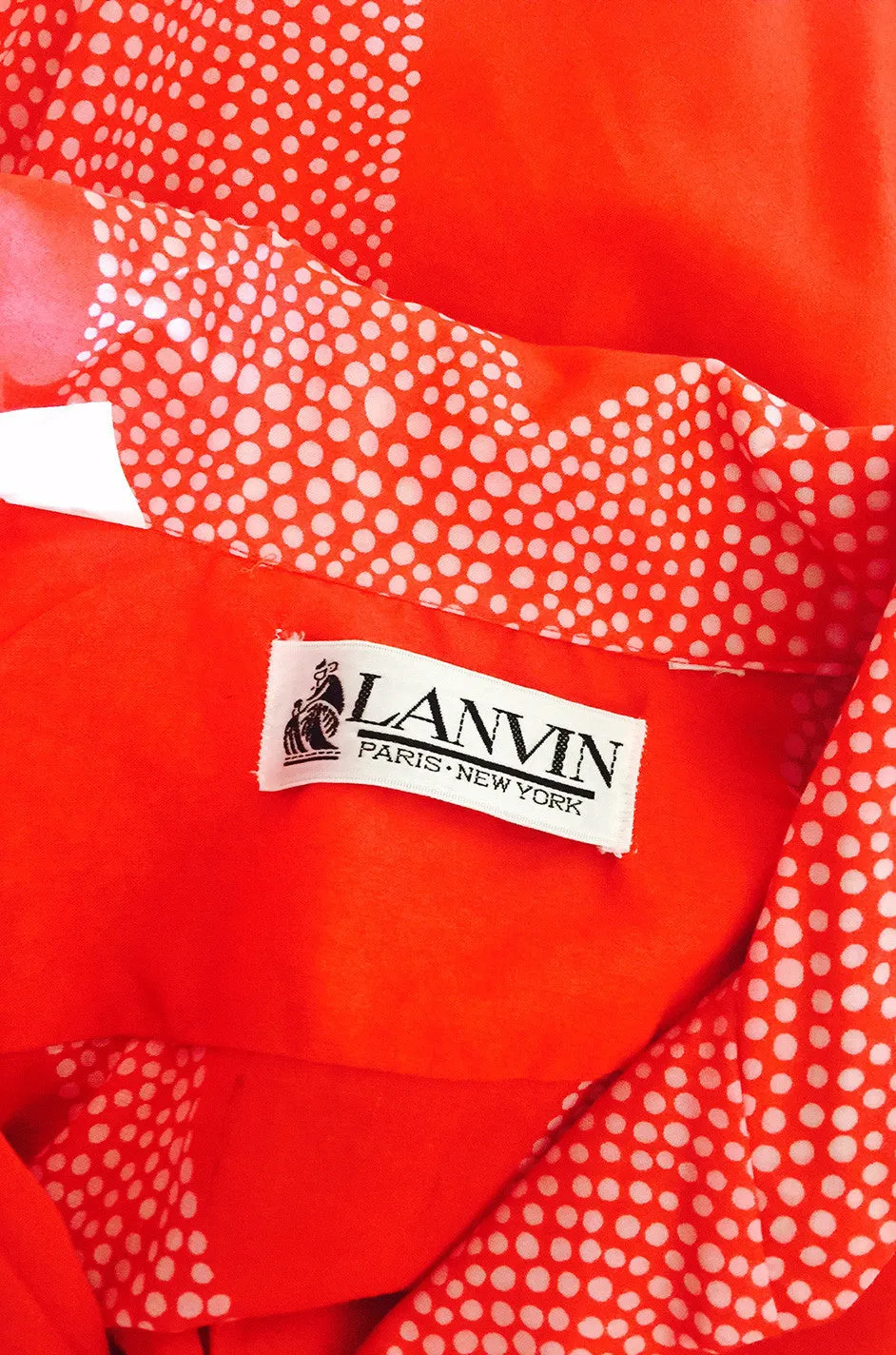1970s Red & Pink Cotton Print Lanvin Shirtdress