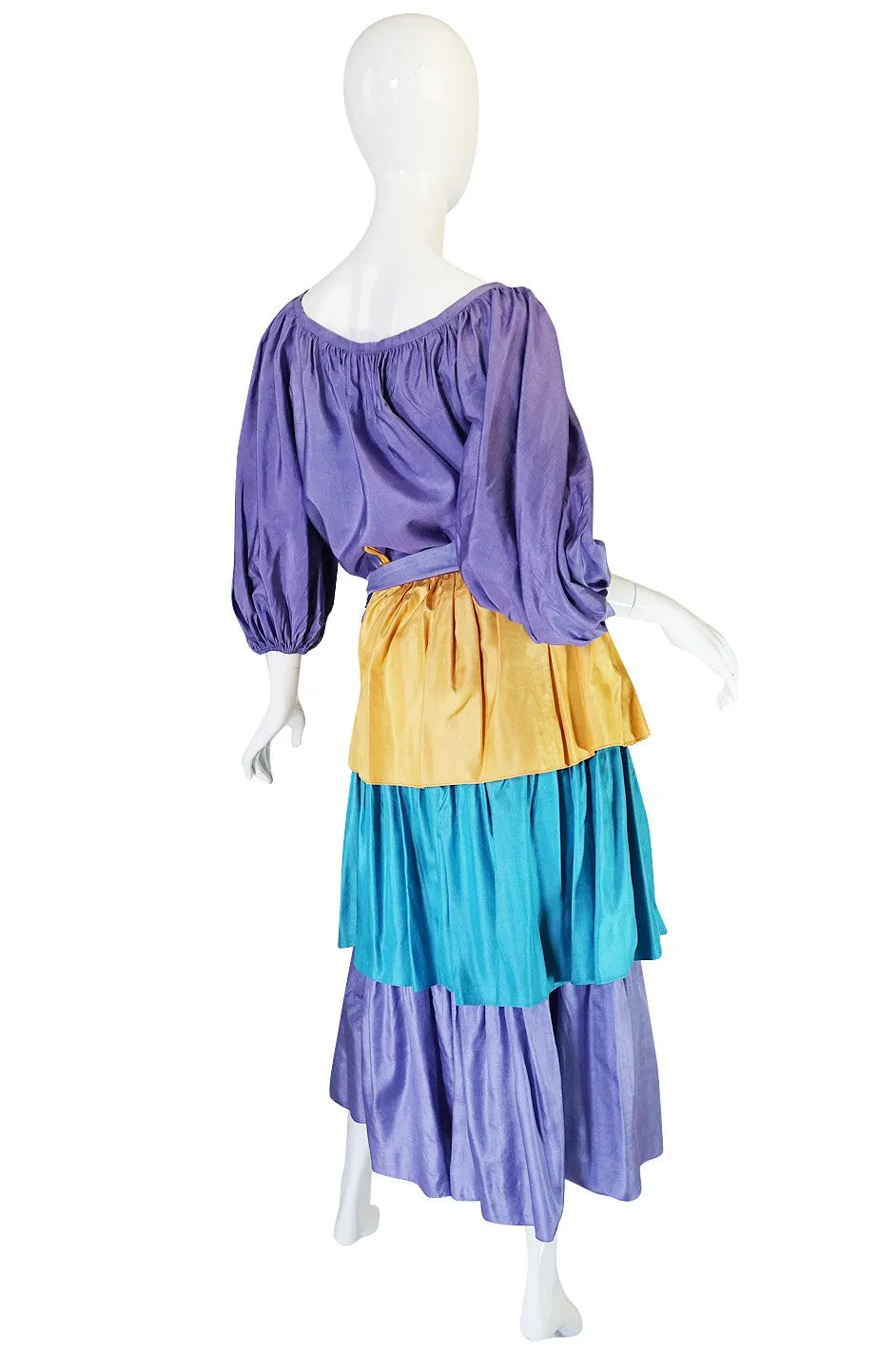1970s Yves Saint Laurent Peasant Ruffle Skirt & Top Set