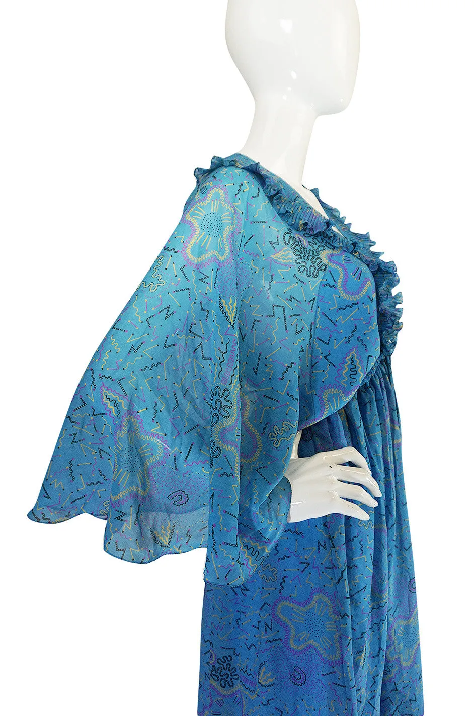 1971 "Paris Flower" Print Zandra Rhodes Caftan Dress