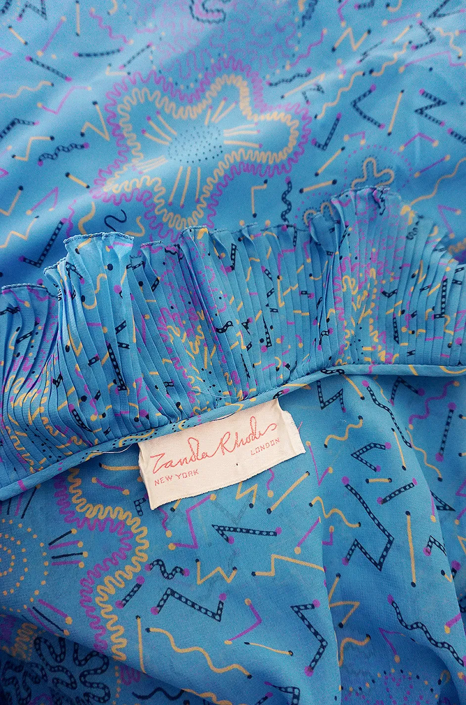 1971 "Paris Flower" Print Zandra Rhodes Caftan Dress