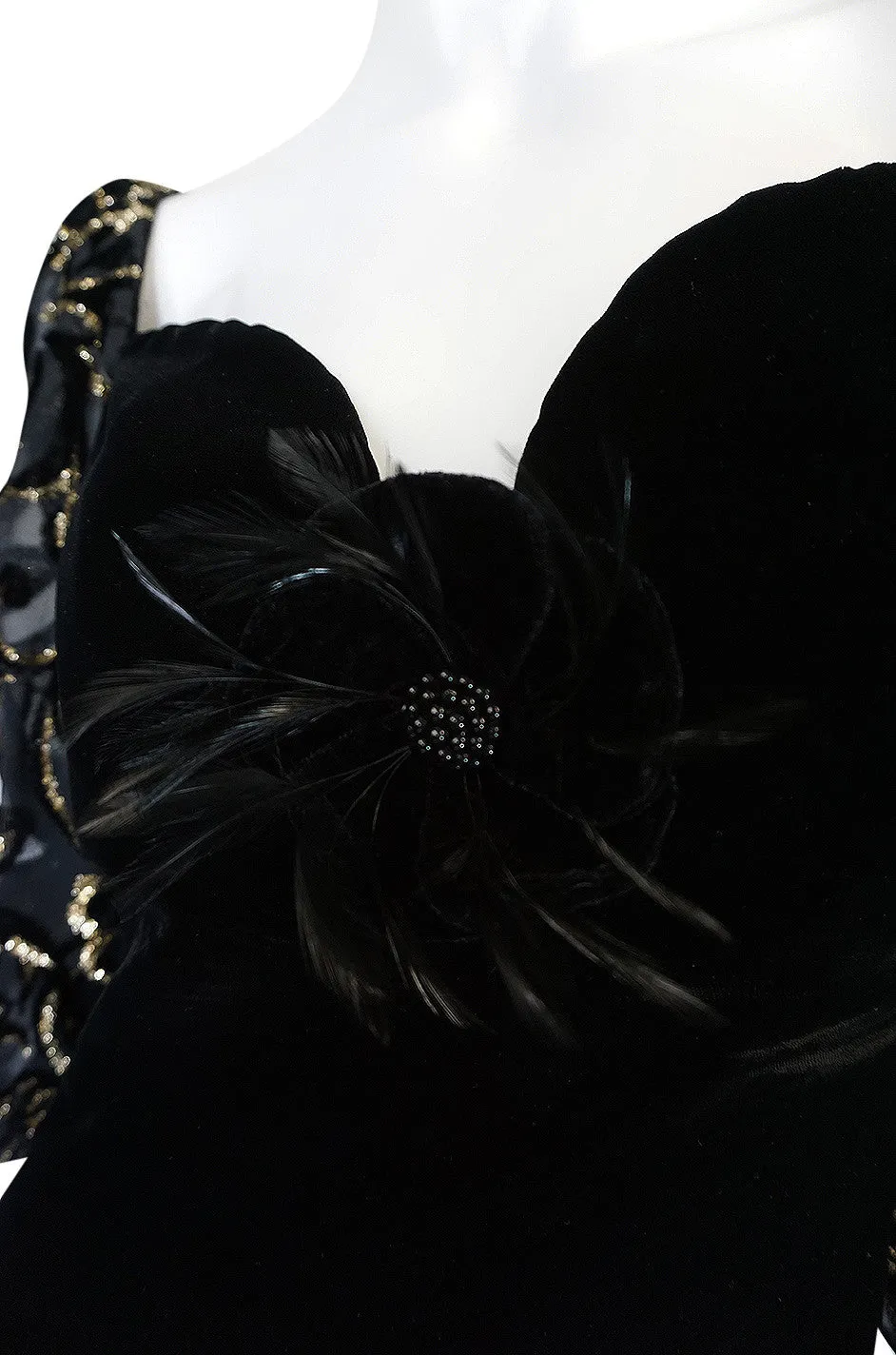 1971 Yves Saint Laurent Gold & Black Velvet Dress