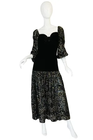 1971 Yves Saint Laurent Gold & Black Velvet Dress