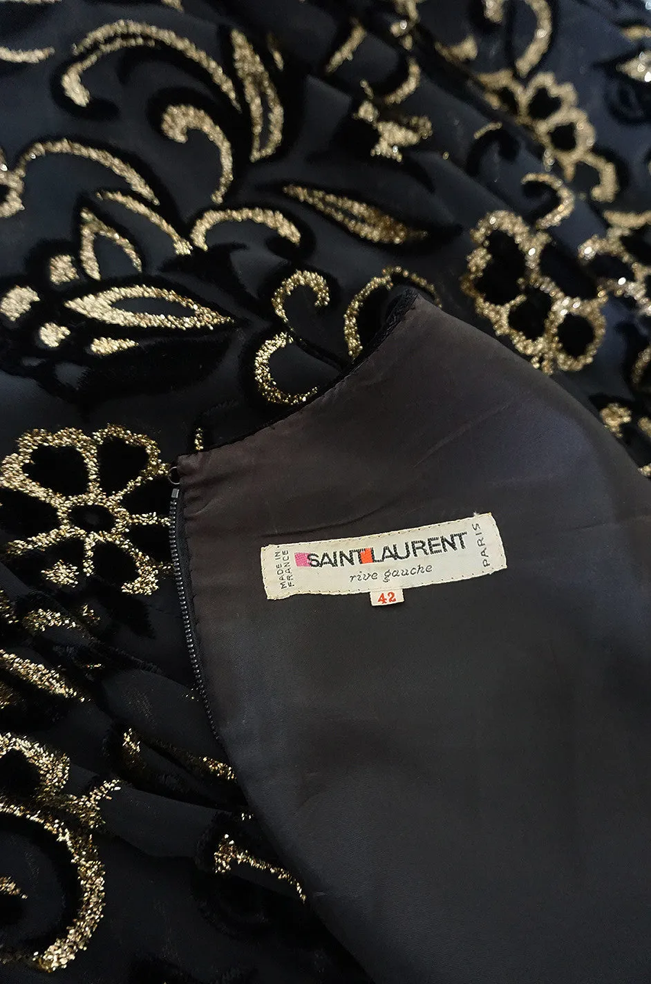1971 Yves Saint Laurent Gold & Black Velvet Dress