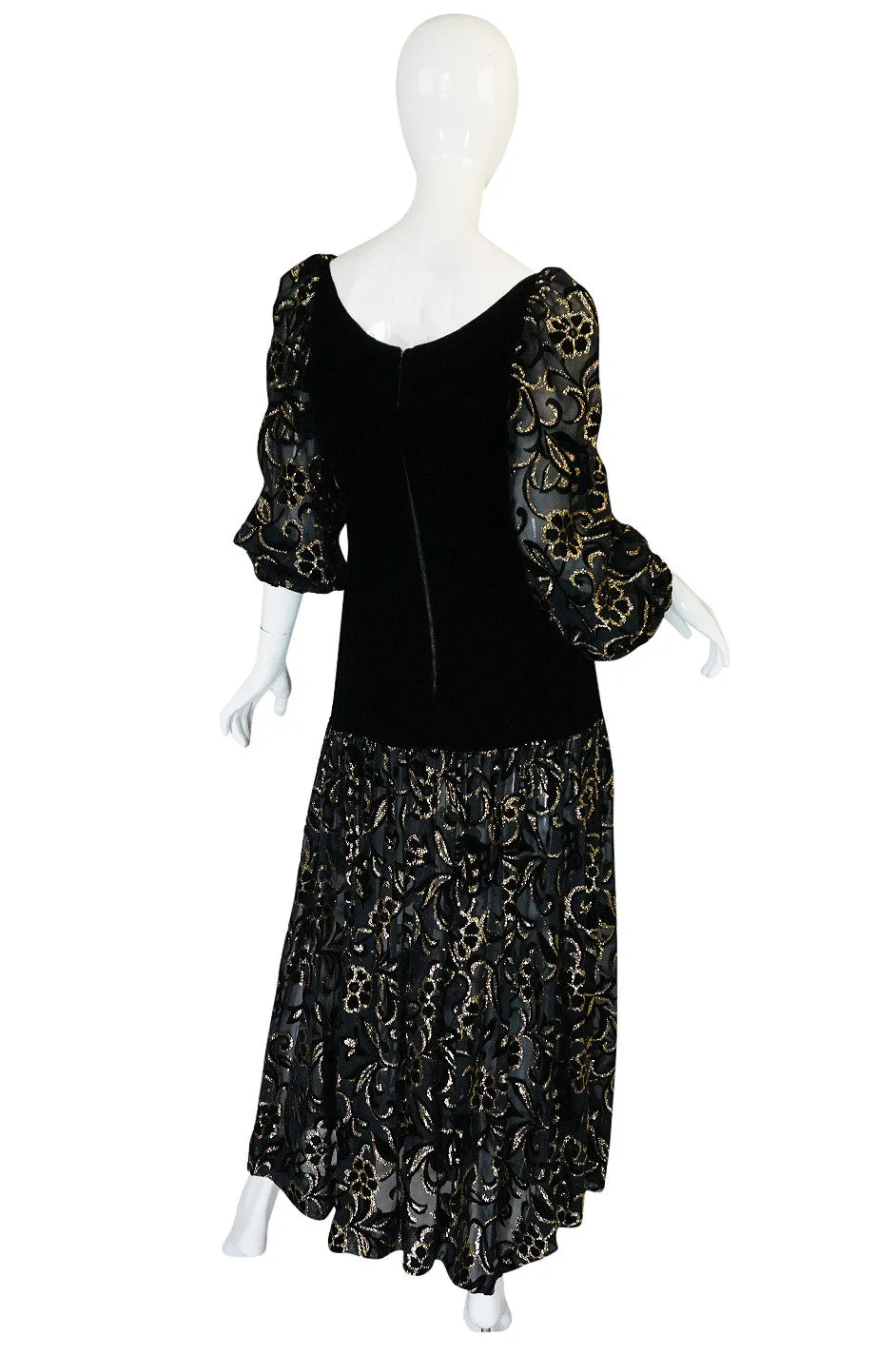 1971 Yves Saint Laurent Gold & Black Velvet Dress