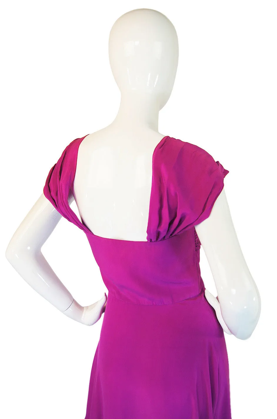 1980s Sueded Bright Pink Silk Vicky Tiel Dress
