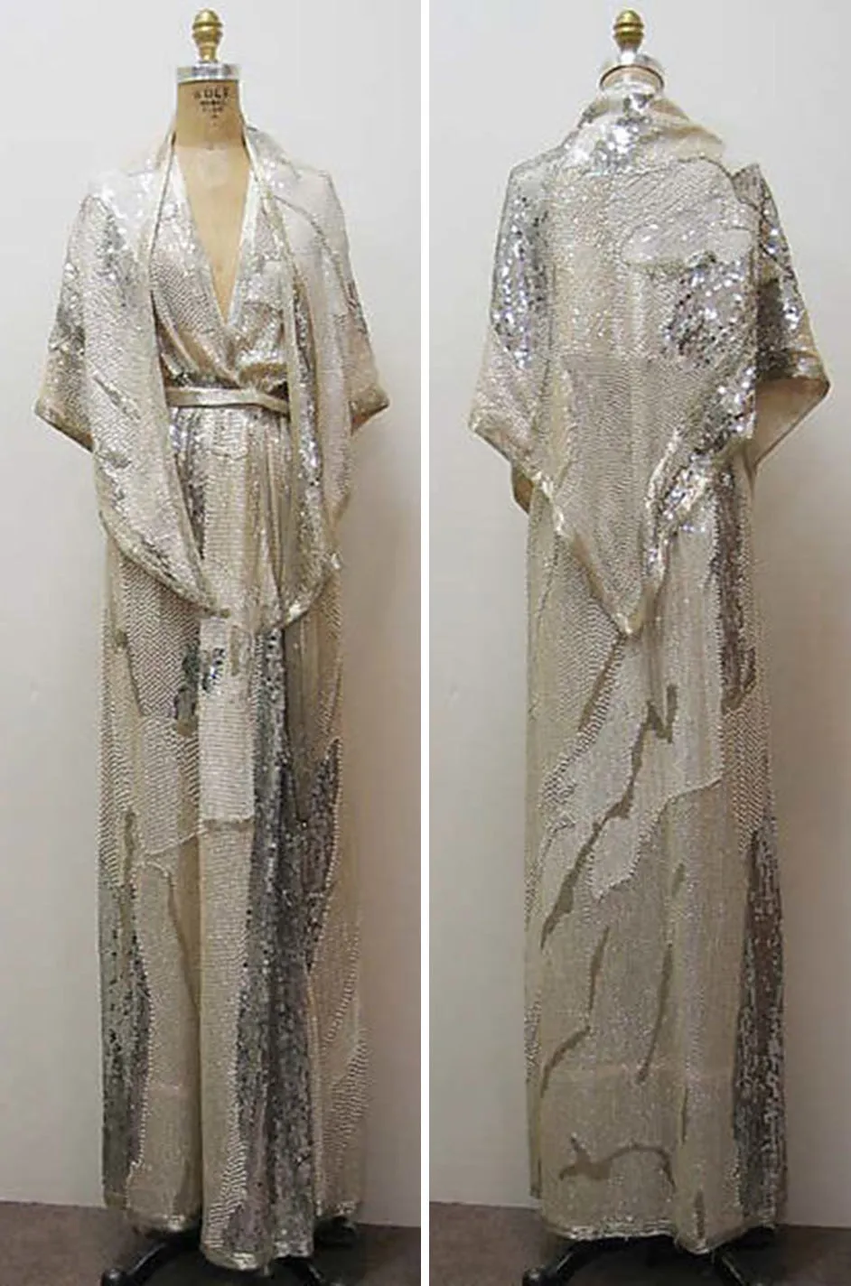 1983 Halston Sequin and Bead Covered Top & Skirt Dress Set