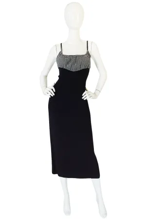 1990s Karl Lagerfeld Navy & Gingham Checked Dress